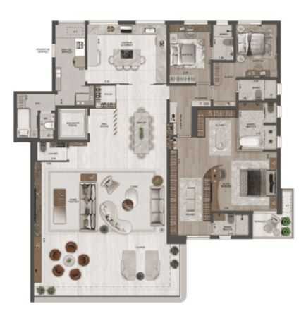 Planta - Apartamento alto padrão de 288 m², 4 suítes, quadra de tênis em lançamento no Pacaembu - PM Homes