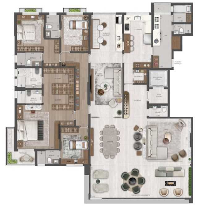 Planta - Apartamento à venda em São Paulo, Cidade Jardim, com 4 quartos, 355,1m² - PM Homes