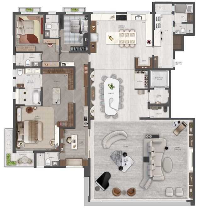 Planta - Apartamento à venda em São Paulo, Cidade Jardim, com 4 quartos, 355,1m² - PM Homes