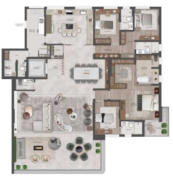 Planta - Alto luxo no Pacaembu com 288 m², 4 suítes, 4 vagas em lançamento com exclusividade de 42 unidades - PM Homes