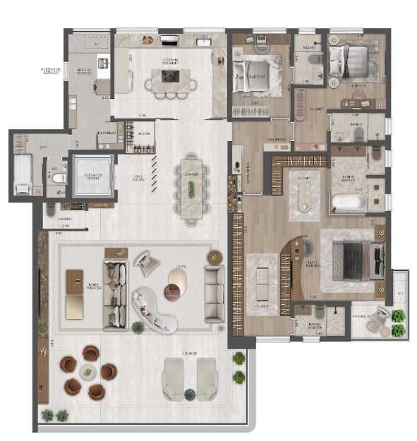 Planta - Alto luxo no Pacaembu com 288 m², 4 suítes, 4 vagas em lançamento com exclusividade de 42 unidades - PM Homes