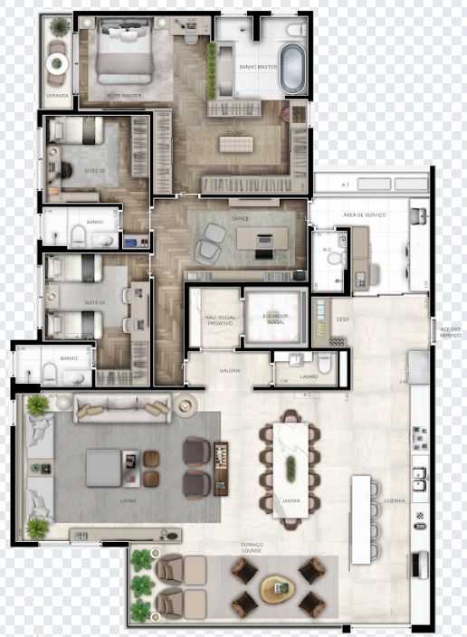 Planta - Apartamento Alto Padrão à venda em São Paulo, Perdizes de 222 m² pronto para morar e lazer completo - PM Homes