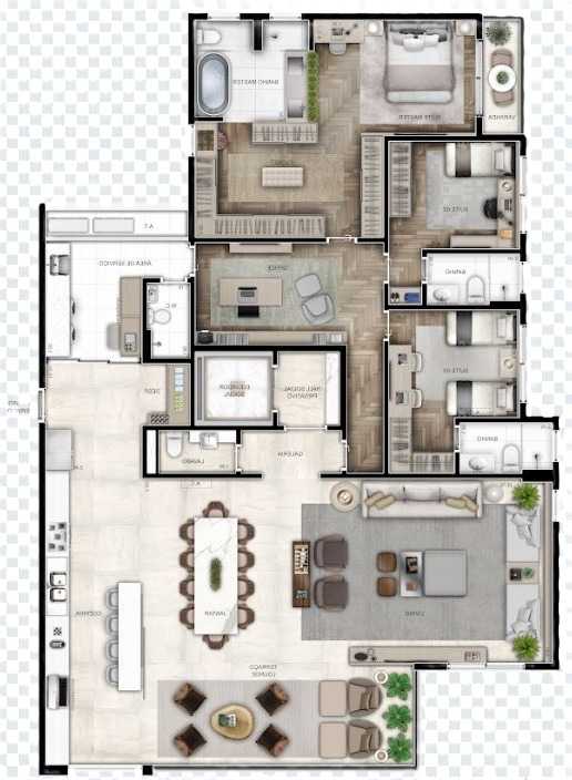 Planta - Apartamento Alto Padrão à venda em São Paulo, Perdizes de 222 m² pronto para morar e lazer completo - PM Homes